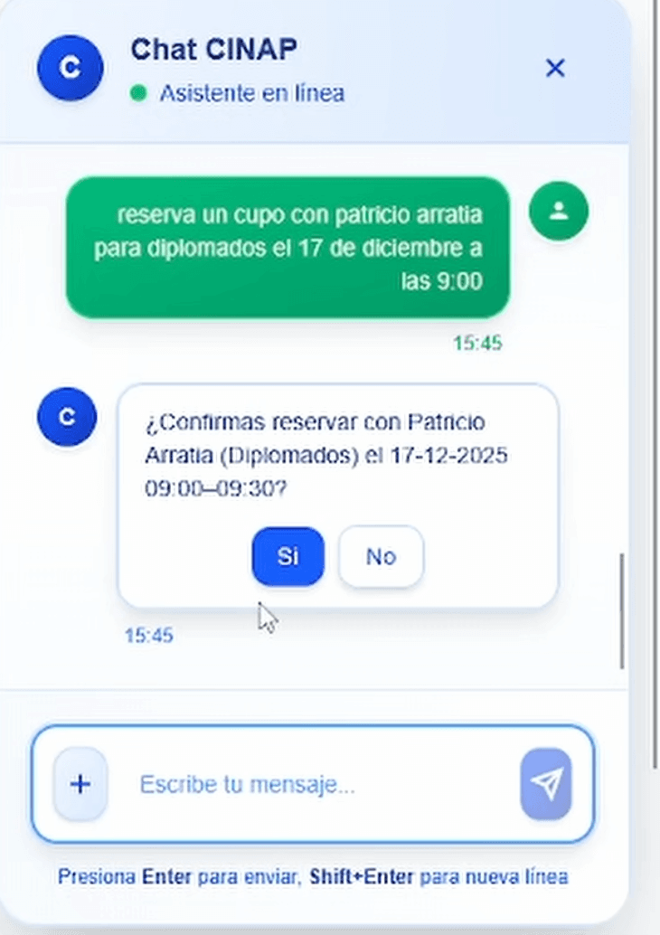 CINAP — Agente Conversacional de IA para Gestión de Asesorías - Miniatura 3